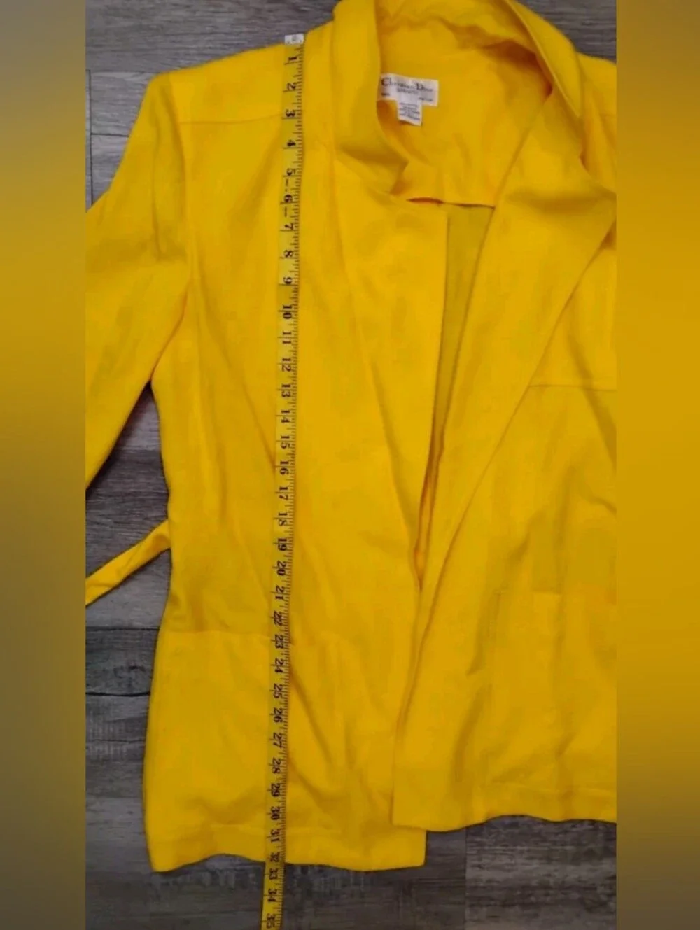 Christian Dior Canary Yellow Belted Blazer Jacket Vintage Size XL